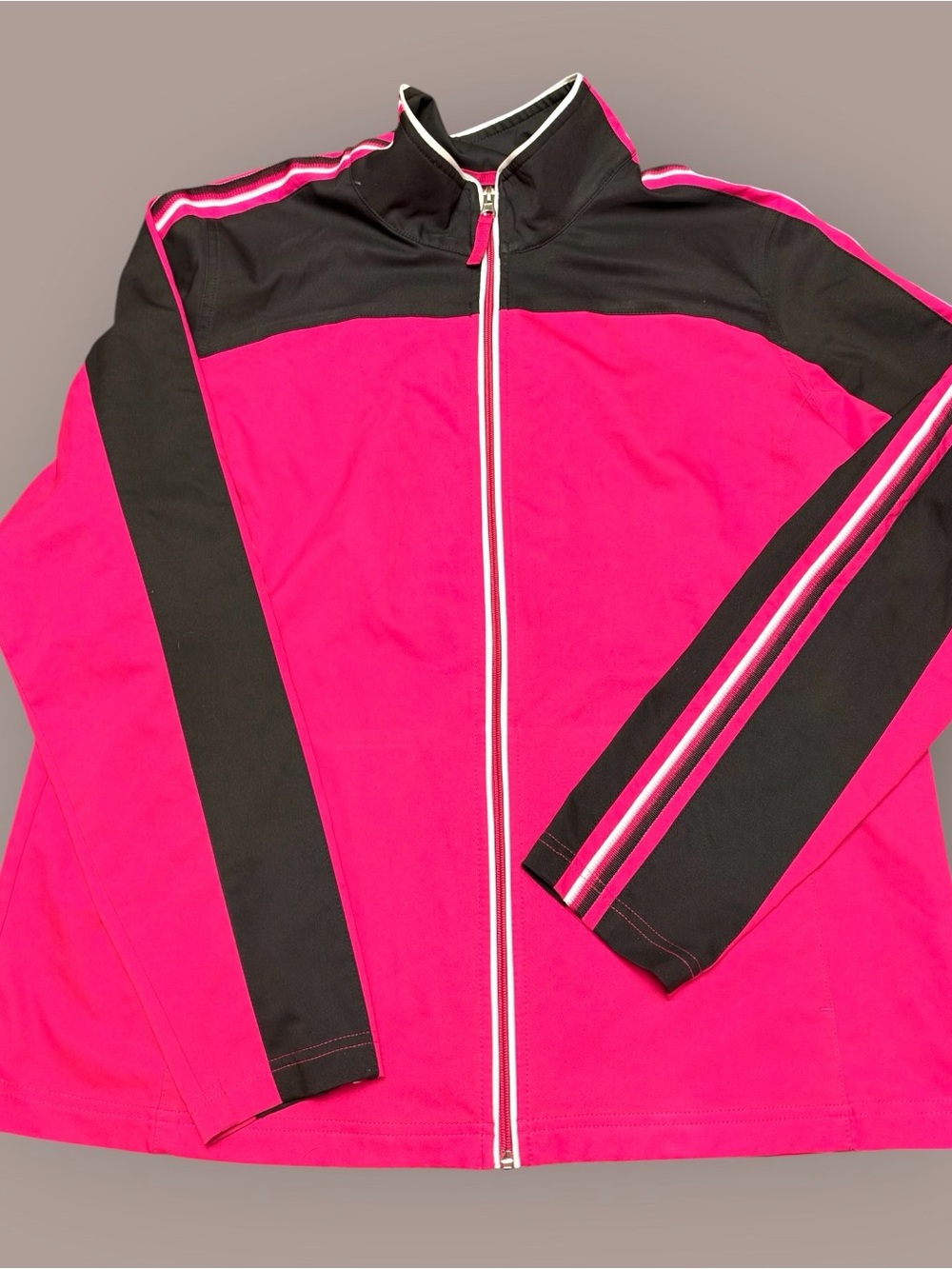 Made for Life Hot Pink Black Track Jacket XL Full Zip Colorblock Y2K